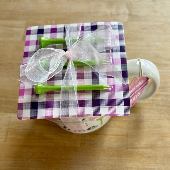 Golf Tee Time Mug Gift Set Ceramic Coffee Mug w/ Tees Women’s Cute Novelty Pink - Picture 4 of 6